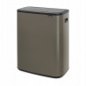 Кош за боклук Brabantia Bo Touch 1001271, 2x30 л, Плавно и безшумно отваряне, Голям отвор, Тъмносив