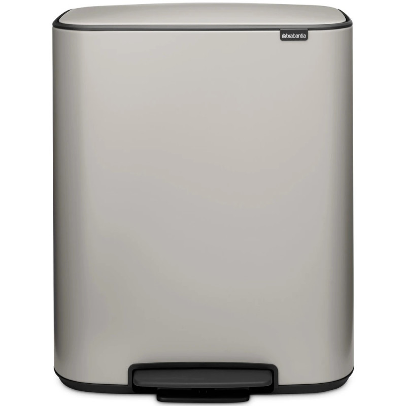 Кош за боклук Brabantia Bo Pedal 1010450, 2x30 л, Плавно затваряне, Противоплъзгаща основа, Светлосив