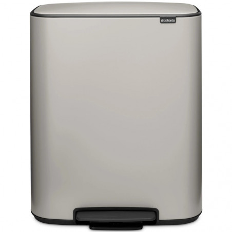 Cos de gunoi Brabantia Bo Pedal 1010450, 2x30 l, Inchidere lina, Baza antiderapanta, Gri deschis