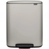 Brabantia Bo Pedal Trash Can 1010450, 2x30 L, Soft-Close, Non-Slip Base, Light Gray