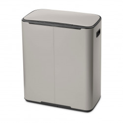 Cos de gunoi Brabantia Bo Pedal 1010450, 2x30 l, Inchidere lina, Baza antiderapanta, Gri deschis