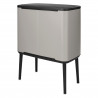 Brabantia Bo Touch 1010451 Trash Can, 36 L, Smooth and Silent Opening, Large Opening, Light Gray