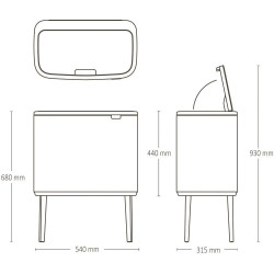 Cos de gunoi Brabantia Bo Touch 1010451, 36 L, Deschidere lina si silentioasa, Deschidere larga, Gri deschis