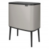 Brabantia Bo Touch 1010451 Trash Can, 36 L, Smooth and Silent Opening, Large Opening, Light Gray