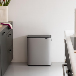 Кош за боклук Brabantia Bo Touch 1010455, 60 л, Плавно и безшумно отваряне, Голям отвор, Светлосив