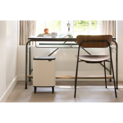 Brabantia Bo Small Hi Trash Can 1010462, 12 L, Smooth and Quiet Opening, Non-Slip Base, Beige