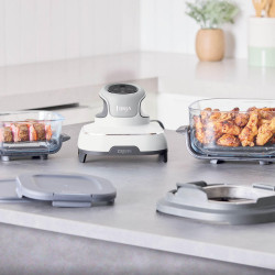 Ninja CRISPi FN102EU 4-in-1 Hot Air Fryer, 1700W, 3.8 + 1.4 L, 70–185°C, TempWare, Ceramic Plates, PFAS-Free, Portable Design, White