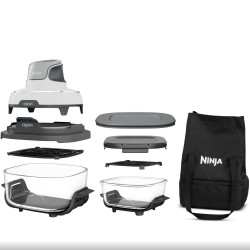 Фритюрник с горещ въздух 4в1 Ninja CRISPi FN102EU, 1700W, 3.8 + 1.4 л, 70-185°C, TempWare, Керамични плочи, Без PFAS, Преносим дизайн, Бял