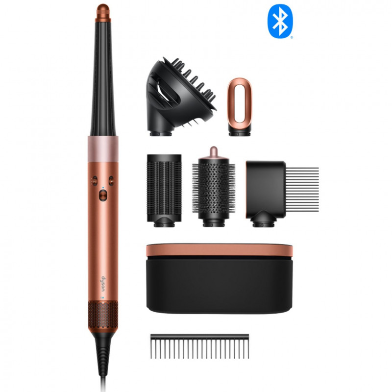 Ondulator de păr Dyson HS08 Airwrap i.d.™ Curly + Coily 142899-01 AmSi/PkCp, 1300 W, 13,5 l/s, Ondulare automată, Ionizare, 3 viteze, 3 niveluri de temperatură, Bluetooth, Mătase chihlimbarie/roz șampanie