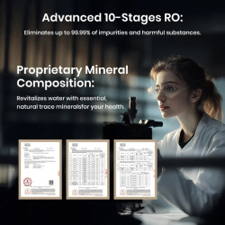 Sistem de purificare a apei NatureFlow Y6 Ultra, 5 litri, Apa calda si rece, Filtrare in 10 etape, Osmoza inversa, Alb/Auriu