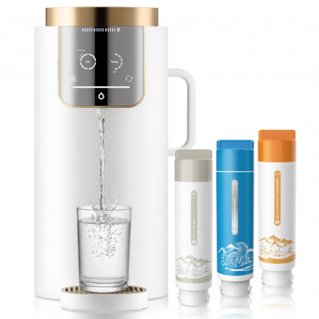 Sistem de purificare a apei NatureFlow F4, până la 4000 l, osmoză inversă alcalină, apă caldă instantanee, pH 9,5, ecran tactil, alb