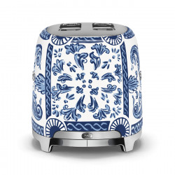Τοστιέρα SMEG Dolce & Gabbana Blu Mediterraneo TSF01DGBEU, 950 W, 2 φέτες, 6 επίπεδα, Δοχείο για ψίχουλα, Ενσωματωμένο καλώδιο, Ανοξείδωτο ατσάλι, Μπλε