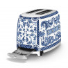 Тостер за хляб SMEG Dolce & Gabbana Blu Mediterraneo TSF01DGBEU, 950W, 2 филии, 6 нива, Тавичка за трохи, Вграден кабел, Неръждаема стомана, Син