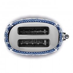 Тостер за хляб SMEG Dolce & Gabbana Blu Mediterraneo TSF01DGBEU, 950W, 2 филии, 6 нива, Тавичка за трохи, Вграден кабел, Неръждаема стомана, Син