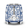 Τοστιέρα SMEG Dolce & Gabbana Blu Mediterraneo TSF01DGBEU, 950 W, 2 φέτες, 6 επίπεδα, Δοχείο για ψίχουλα, Ενσωματωμένο καλώδιο, Ανοξείδωτο ατσάλι, Μπλε
