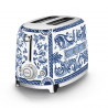 Тостер за хляб SMEG Dolce & Gabbana Blu Mediterraneo TSF01DGBEU, 950W, 2 филии, 6 нива, Тавичка за трохи, Вграден кабел, Неръждаема стомана, Син