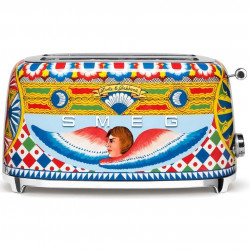 Prajitor de paine SMEG Dolce & Gabbana Sicily is my Love! TSF02DGEU, 1500 W, 4 felii, 6 trepte, Tava pentru firimituri, Cablu integrat, Otel inoxidabil, Multicolor