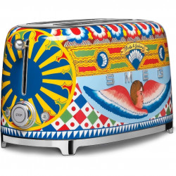 Prajitor de paine SMEG Dolce & Gabbana Sicily is my Love! TSF02DGEU, 1500 W, 4 felii, 6 trepte, Tava pentru firimituri, Cablu integrat, Otel inoxidabil, Multicolor