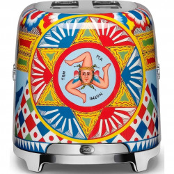 Prajitor de paine SMEG Dolce & Gabbana Sicily is my Love! TSF02DGEU, 1500 W, 4 felii, 6 trepte, Tava pentru firimituri, Cablu integrat, Otel inoxidabil, Multicolor
