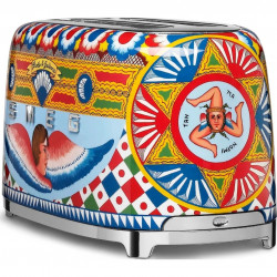 Prajitor de paine SMEG Dolce & Gabbana Sicily is my Love! TSF02DGEU, 1500 W, 4 felii, 6 trepte, Tava pentru firimituri, Cablu integrat, Otel inoxidabil, Multicolor