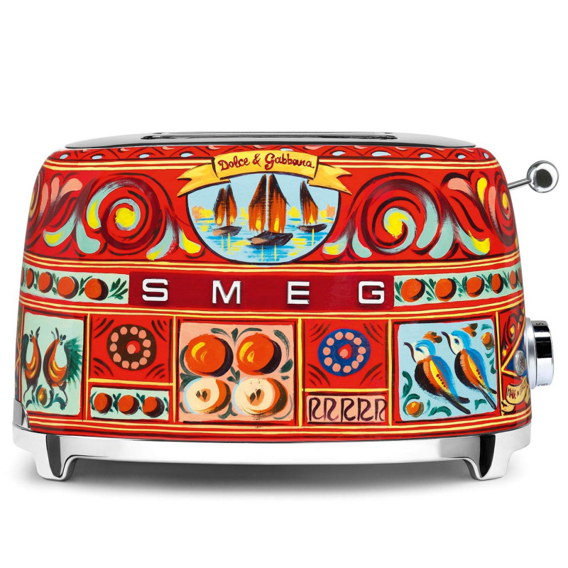 Prajitor de paine SMEG Dolce & Gabbana Sicily is my Love! TSF01DGEU, 950 W, 2 felii, 6 trepte, Tava pentru firimituri, Cablu integrat, Otel inoxidabil, Multicolor