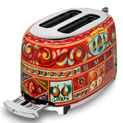 Prajitor de paine SMEG Dolce & Gabbana Sicily is my Love! TSF01DGEU, 950 W, 2 felii, 6 trepte, Tava pentru firimituri, Cablu integrat, Otel inoxidabil, Multicolor