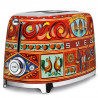 Prajitor de paine SMEG Dolce & Gabbana Sicily is my Love! TSF01DGEU, 950 W, 2 felii, 6 trepte, Tava pentru firimituri, Cablu integrat, Otel inoxidabil, Multicolor