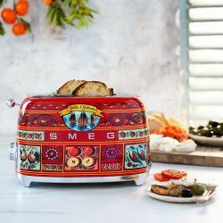 Тостер за хляб SMEG Dolce & Gabbana Sicily is my Love! TSF01DGEU, 950W, 2 филии, 6 нива, Тавичка за трохи, Вграден кабел, Неръждаема стомана, Многоцветен