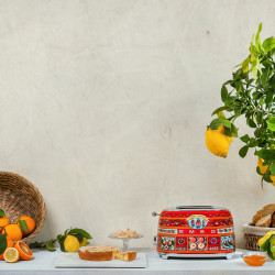 Prajitor de paine SMEG Dolce & Gabbana Sicily is my Love! TSF01DGEU, 950 W, 2 felii, 6 trepte, Tava pentru firimituri, Cablu integrat, Otel inoxidabil, Multicolor