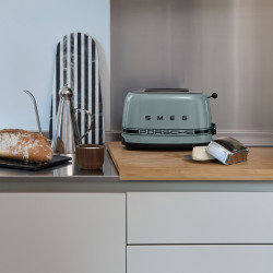 Prajitor de paine SMEG 50's Style Porsche TSF01PSGEU, 950 W, 2 felii, 6 trepte, Tava pentru firimituri, Cablu integrat, Otel inoxidabil, Verde