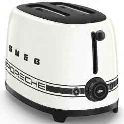 Prajitor de paine SMEG 50's Style Porsche TSF01PCWEU, 950 W, 2 felii, 6 trepte, Tava pentru firimituri, Cablu integrat, Otel inoxidabil, Alb