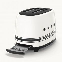 Prajitor de paine SMEG 50's Style Porsche TSF01PCWEU, 950 W, 2 felii, 6 trepte, Tava pentru firimituri, Cablu integrat, Otel inoxidabil, Alb