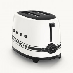 Prajitor de paine SMEG 50's Style Porsche TSF01PCWEU, 950 W, 2 felii, 6 trepte, Tava pentru firimituri, Cablu integrat, Otel inoxidabil, Alb