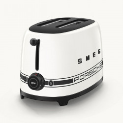 Тостер за хляб SMEG 50's Style Porsche TSF01PCWEU, 950W, 2 филии, 6 нива, Тавичка за трохи, Вграден кабел, Неръждаема стомана, Бял