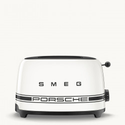 Prajitor de paine SMEG 50's Style Porsche TSF01PCWEU, 950 W, 2 felii, 6 trepte, Tava pentru firimituri, Cablu integrat, Otel inoxidabil, Alb