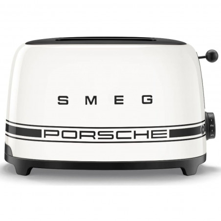 Prajitor de paine SMEG 50's Style Porsche TSF01PCWEU, 950 W, 2 felii, 6 trepte, Tava pentru firimituri, Cablu integrat, Otel inoxidabil, Alb