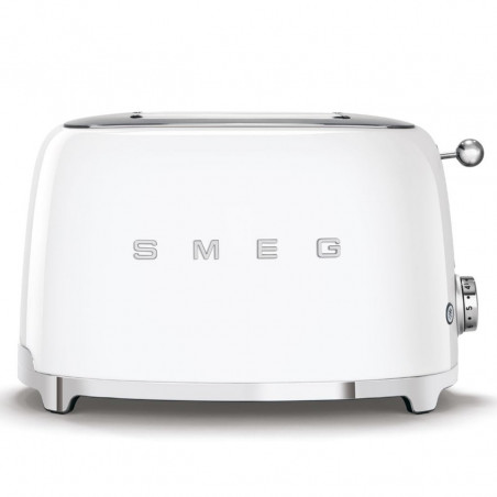Prajitor de paine SMEG 50's Style TSF01WHEU, 950 W, 2 felii, 6 trepte, Tava pentru firimituri, Cablu integrat, Otel inoxidabil, Alb