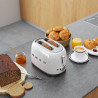 SMEG 50's Style TSF01WHEU Toaster, 950W, 2-slice, 6 settings, Crumb tray, Retractable cord, Stainless steel, White