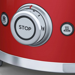 Prajitor de paine SMEG 50's Style TSF01RDEU, 950 W, 2 felii, 6 trepte, Tava pentru firimituri, Cablu integrat, Otel inoxidabil, Rosu