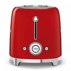 Prajitor de paine SMEG 50's Style TSF01RDEU, 950 W, 2 felii, 6 trepte, Tava pentru firimituri, Cablu integrat, Otel inoxidabil, Rosu