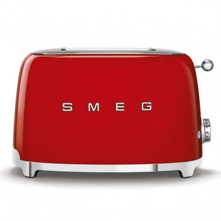 Prajitor de paine SMEG 50's Style TSF01RDEU, 950 W, 2 felii, 6 trepte, Tava pentru firimituri, Cablu integrat, Otel inoxidabil, Rosu