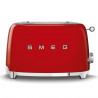 SMEG 50's Style TSF01RDEU Toaster, 950W, 2-slice, 6 settings, Crumb tray, Retractable cord, Stainless steel, Red