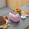 Τοστιέρα SMEG 50's Style TSF01PKEU, 950 W, 2 φέτες, 6 επίπεδα, Δίσκος για ψίχουλα, Ενσωματωμένο καλώδιο, Ανοξείδωτο ατσάλι, Ροζ