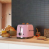 Prajitor de paine SMEG 50's Style TSF01PKEU, 950 W, 2 felii, 6 trepte, Tava pentru firimituri, Cablu integrat, Otel inoxidabil, Roz