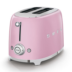 Prajitor de paine SMEG 50's Style TSF01PKEU, 950 W, 2 felii, 6 trepte, Tava pentru firimituri, Cablu integrat, Otel inoxidabil, Roz