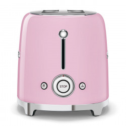 Prajitor de paine SMEG 50's Style TSF01PKEU, 950 W, 2 felii, 6 trepte, Tava pentru firimituri, Cablu integrat, Otel inoxidabil, Roz