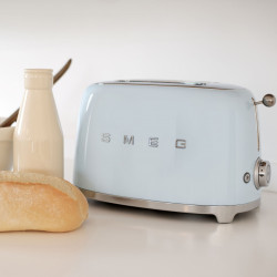Тостер за хляб SMEG 50's Style TSF01PBEU, 950W, 2 филии, 6 нива, Тавичка за трохи, Вграден кабел, Неръждаема стомана, Син