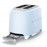 SMEG 50's Style TSF01PBEU Toaster, 950W, 2-slice, 6 settings, Crumb tray, Retractable cord, Stainless steel, Blue