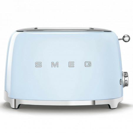 Тостер за хляб SMEG 50's Style TSF01PBEU, 950W, 2 филии, 6 нива, Тавичка за трохи, Вграден кабел, Неръждаема стомана, Син