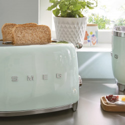 Prajitor de paine SMEG 50's Style TSF01PGEU, 950 W, 2 felii, 6 trepte, Tava pentru firimituri, Cablu integrat, Otel inoxidabil, Verde